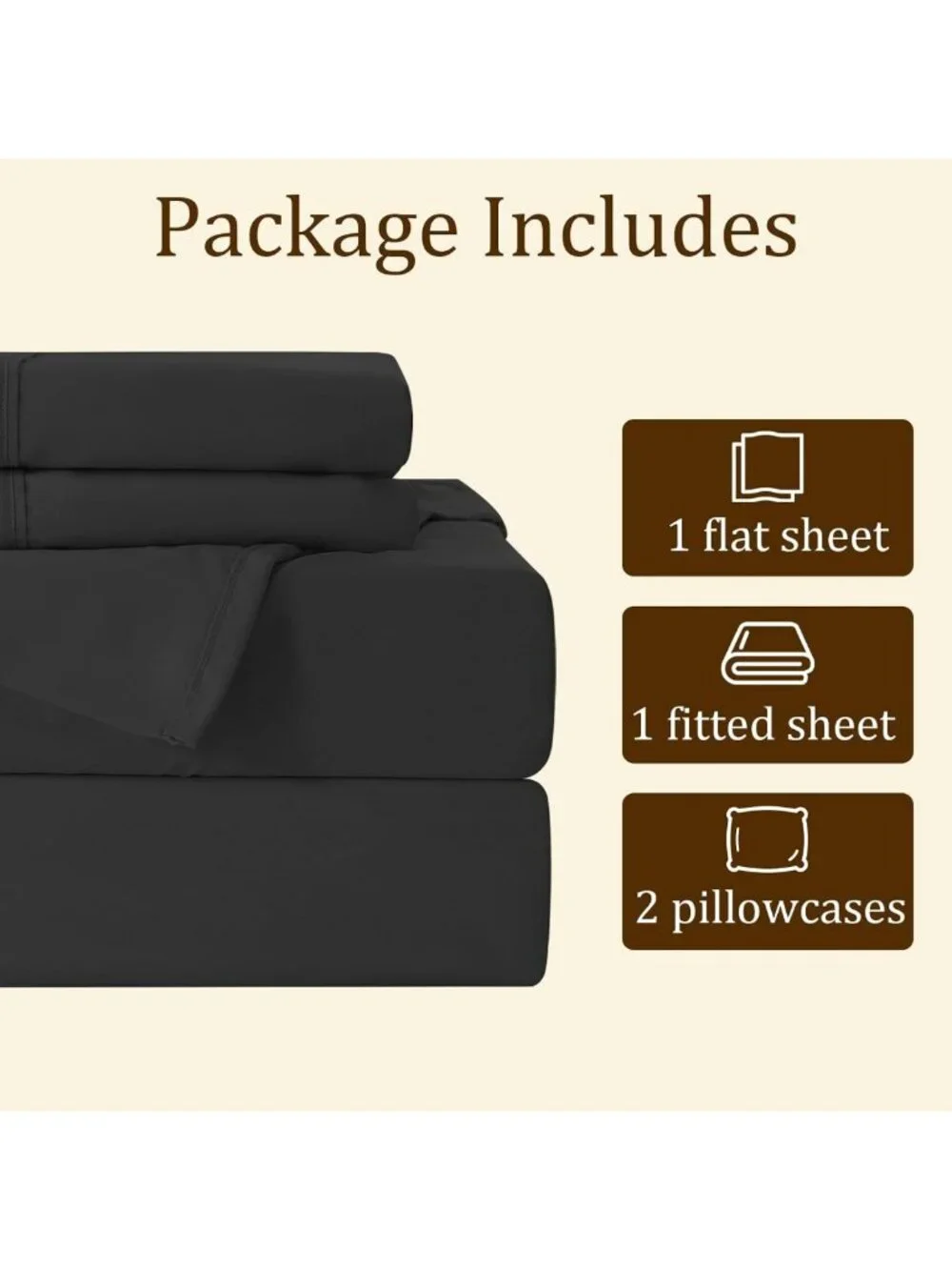 Luxury Queen Sheet Set - 4 Pieces Soft Microfiber, Deep Pocket, Easy Care, Dark